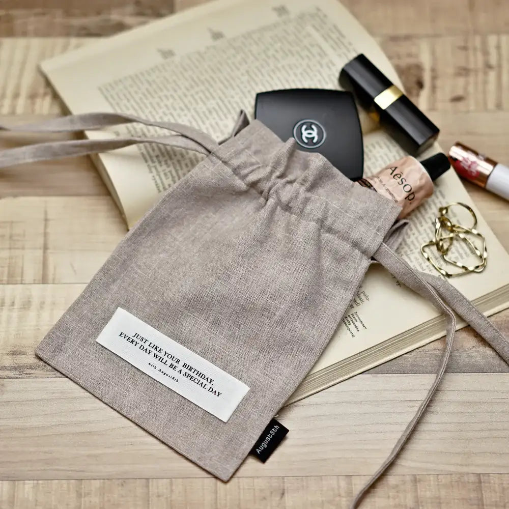 August8th - Birthday Linen Bucket Pouch - August8th - Accessories - Harumio
