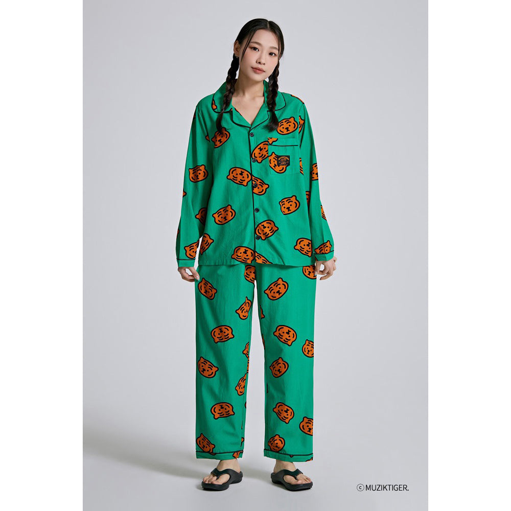 SPAO x MUZIKTIGER - Lazy Long Sleeve Pajamas Set (Green)