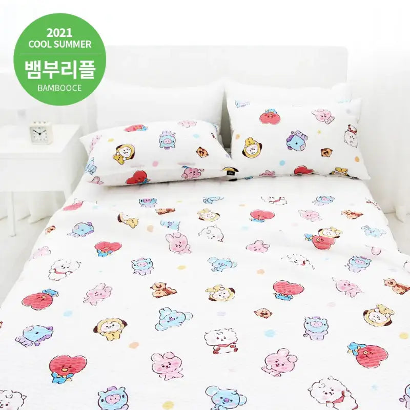NARA HOME DECO X BT21- Baby Sketch Bamboo Ripple Bed Sheet - NARA HOME DECO X BT21 - Bed Textiles - Harumio