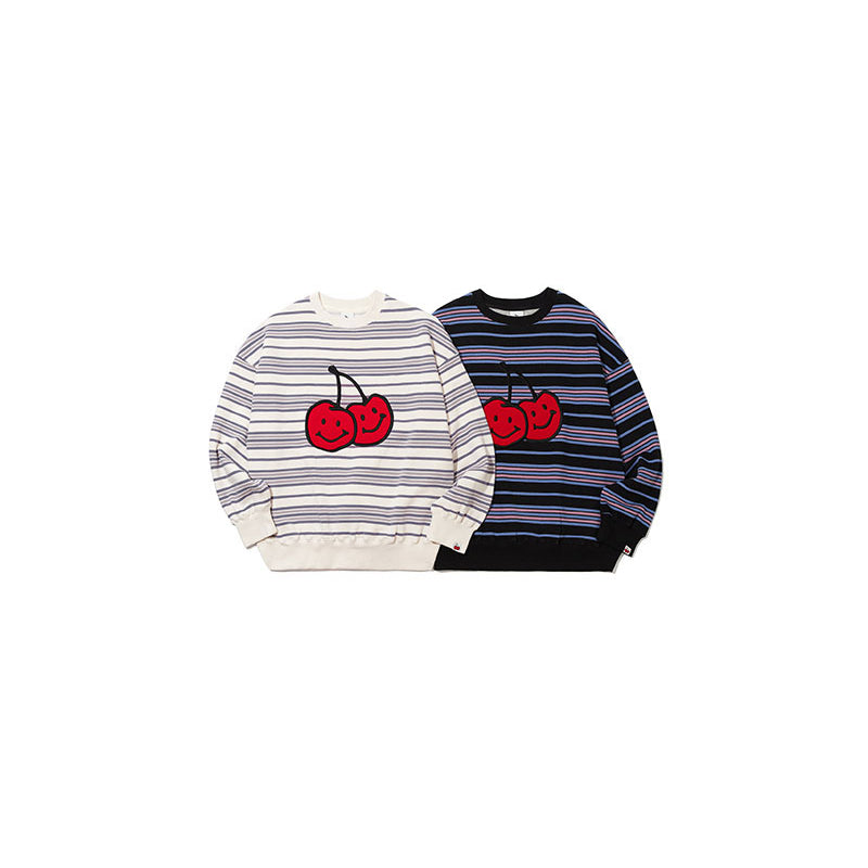 Kirsh - Doodle Cherry Stripe Sweatshirt