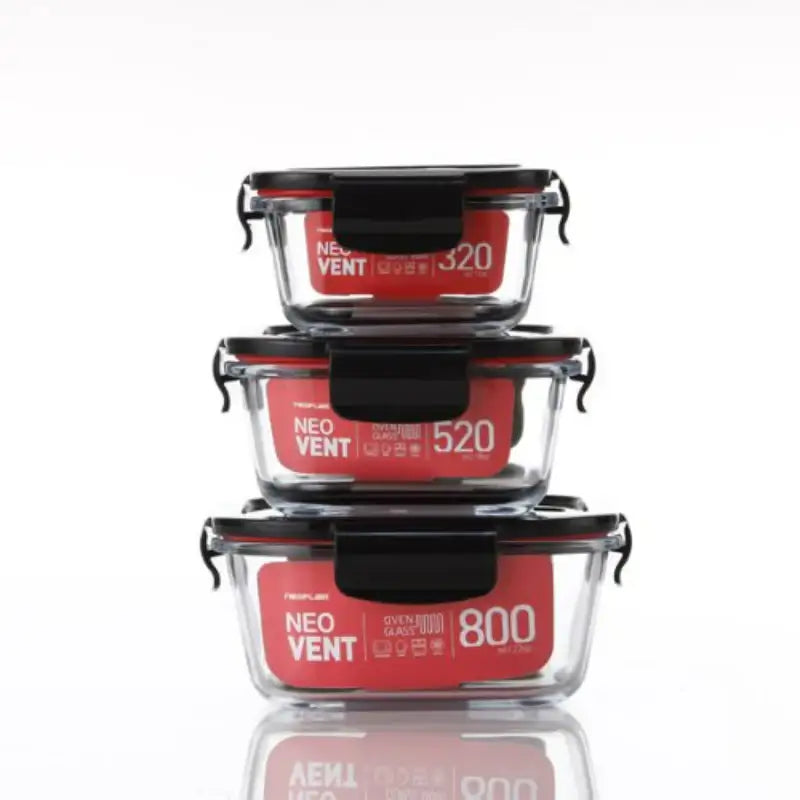 Neoflam - Neovent Square Container Set Of 3 - Neoflam - Food Container - Harumio