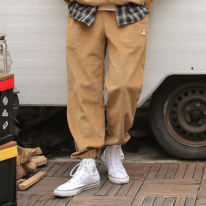 AQO - Bear Logo Corduroy Banding Pants
