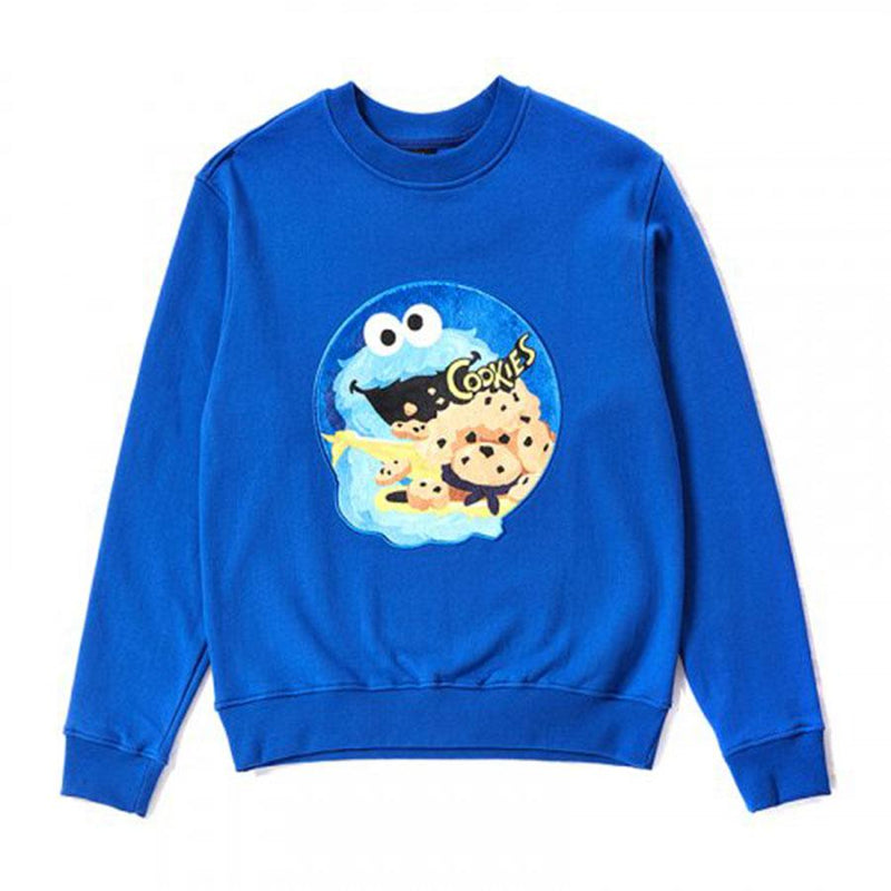 Beyond Closet x Sesame Street - Cookie Monster Signature Patch Sweatshirt - Blue