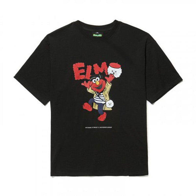 Beyond Closet x Sesame Street - Vintage Elmo Print Short Sleeve T-shirt - Black