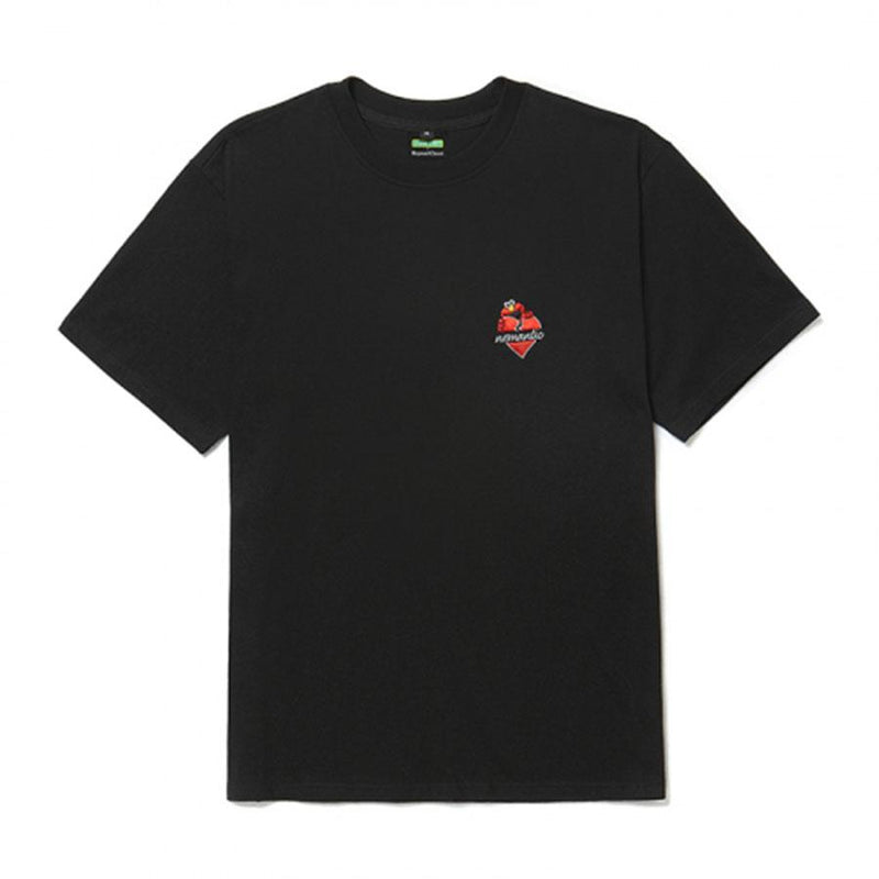 Beyond Closet x Sesame Street - Elmo Heart Logo Short Sleeve T-shirt - Black