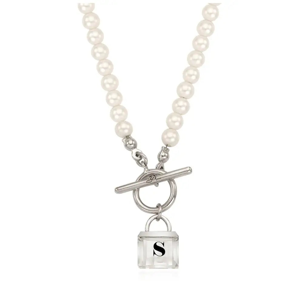 OST - Transparent Alphabet Rock Pearl Necklace - OST - Jewelry - Harumio