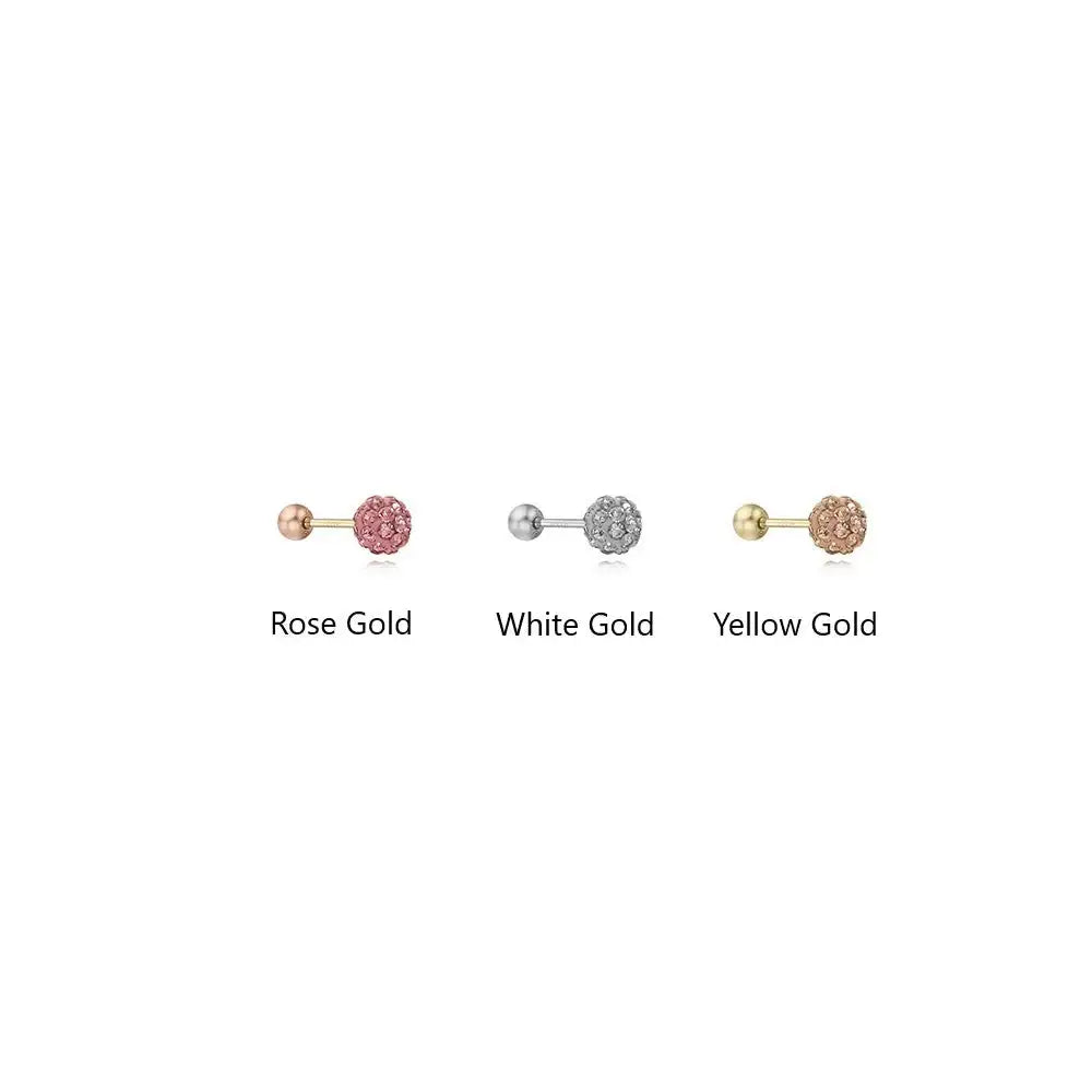 CLUE - 4mm Mirror Ball 14K White Gold Ear Pierce (Birthstone) - CLUE - Jewelry - Harumio