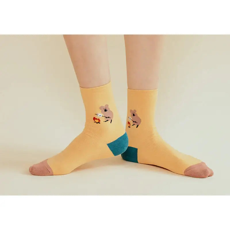 Dinotaeng - S'more Yellow Socks - Dinotaeng - Socks - Harumio