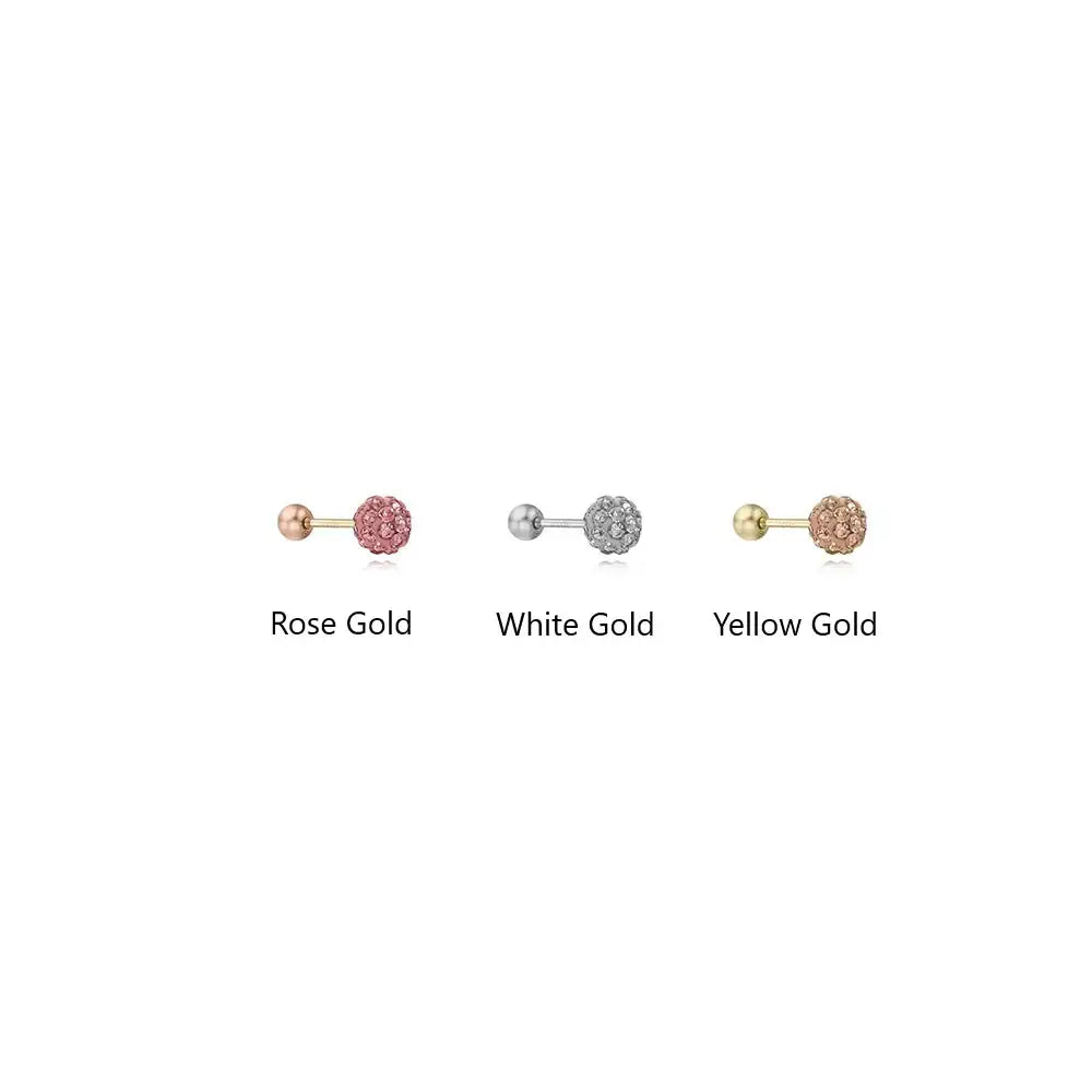 CLUE - 4mm Mirror Ball 10K Rose Gold Ear Pierce (Birthstone) - CLUE - Jewelry - Harumio