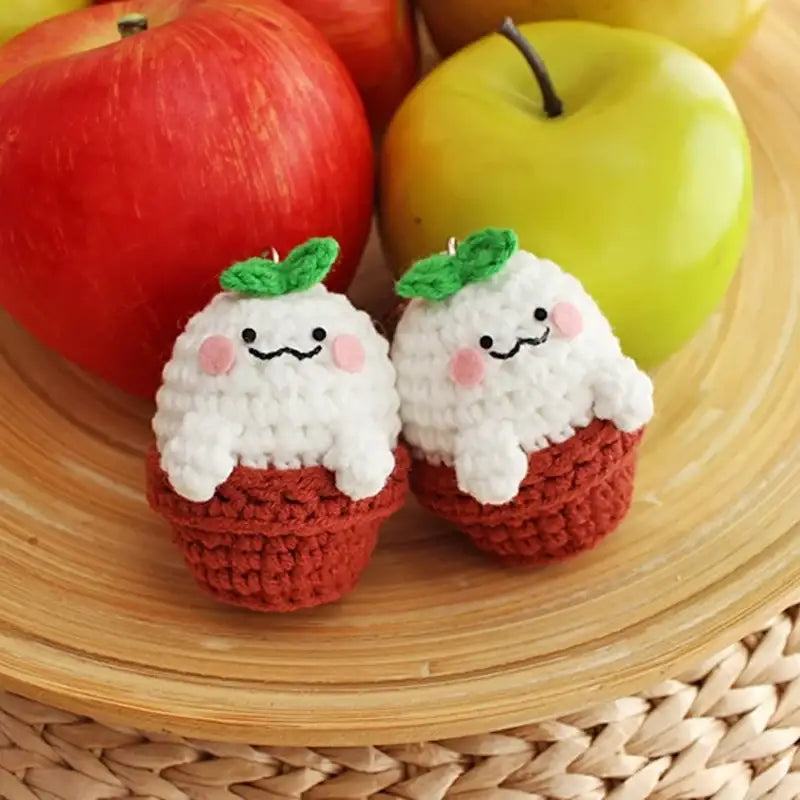 Ikmyeong - Flower Pot Hand-Knitted Bag Ring - Ikmyeong Shop - Keyrings - Harumio
