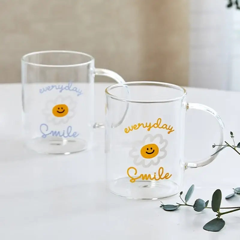 Korean ON Smile - Heat Resistant Glass Mug 2P Set - Modern House - Mug - Harumio
