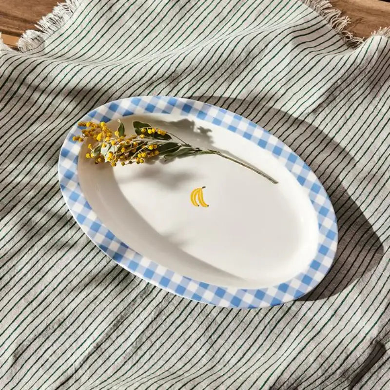 Korean Picnic Day - Oval Dinner Plate - Modern House - Kitchenware - Harumio