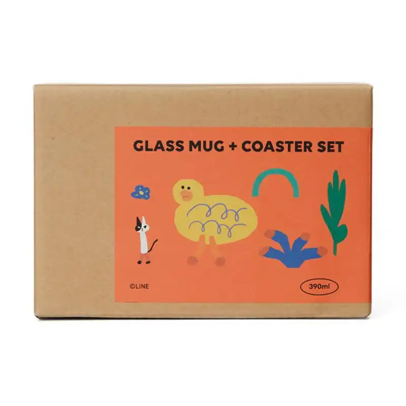 Line Friends - Glass Mug & Coaster Set - Line Friends - Tableware - Harumio