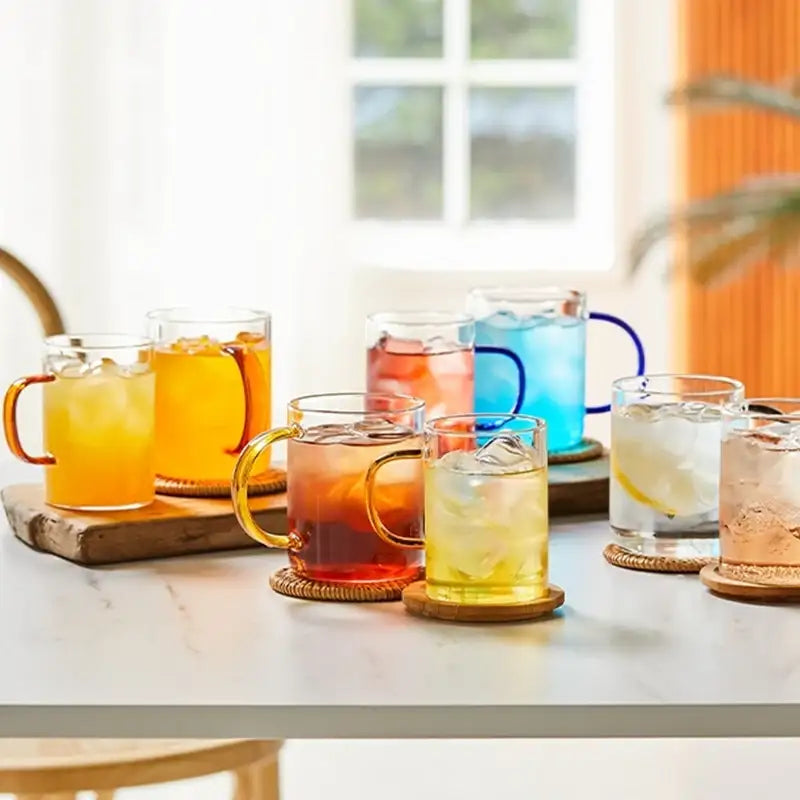 Korean ON - Daily Color Handle Heat Resistant Glass Mug 4P Set - Modern House - Kitchenware - Harumio