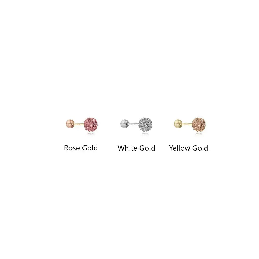 CLUE - 4mm Mirror Ball 14K Rose Gold Ear Pierce (Birthstone) - CLUE - Jewelry - Harumio