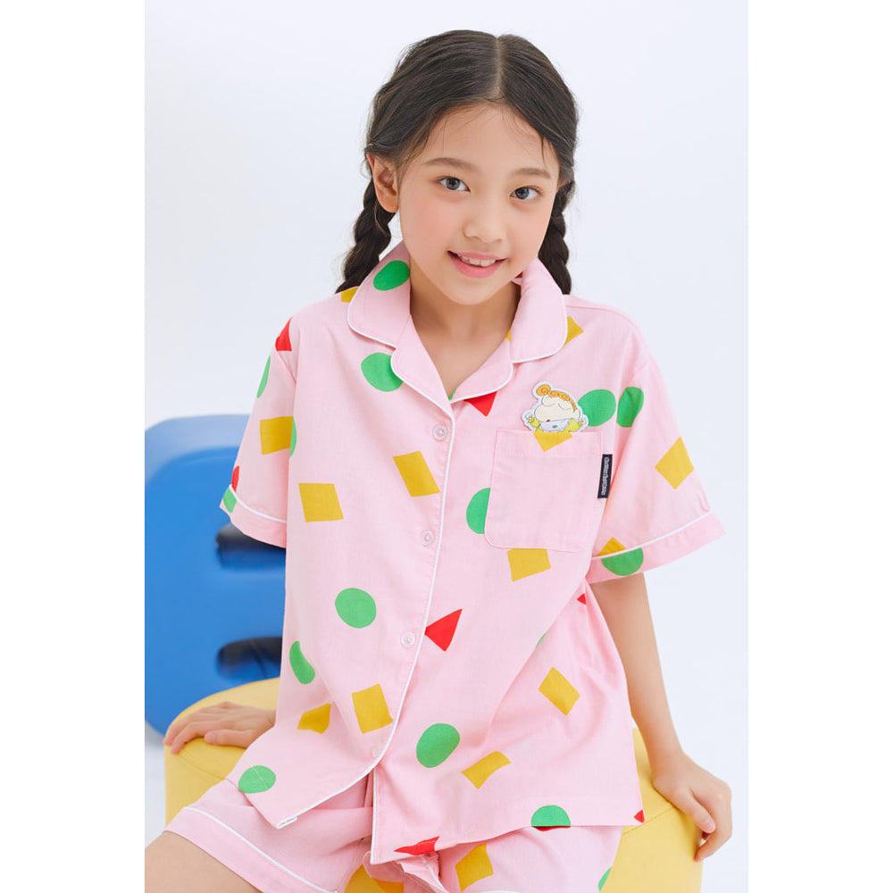 SPAO x Crayon Shin-chan - Kids Short Sleeve Pajamas Set (Pink)