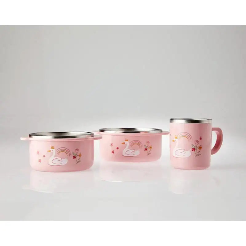 Korean Swan Lake - Double Stainless Tableware 3P Set (Non-Slip) - Modern House - Tableware Set - Harumio