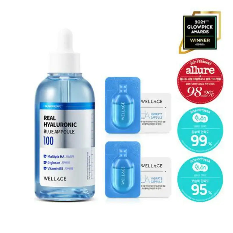 Olive Young - Wellage Real Hyaluronic Blue Ampoule Special Set - Olive Young - Serum - Harumio