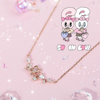 Clue X Esther Bunny - Shy Bunny Aurora Stone Silver Necklace