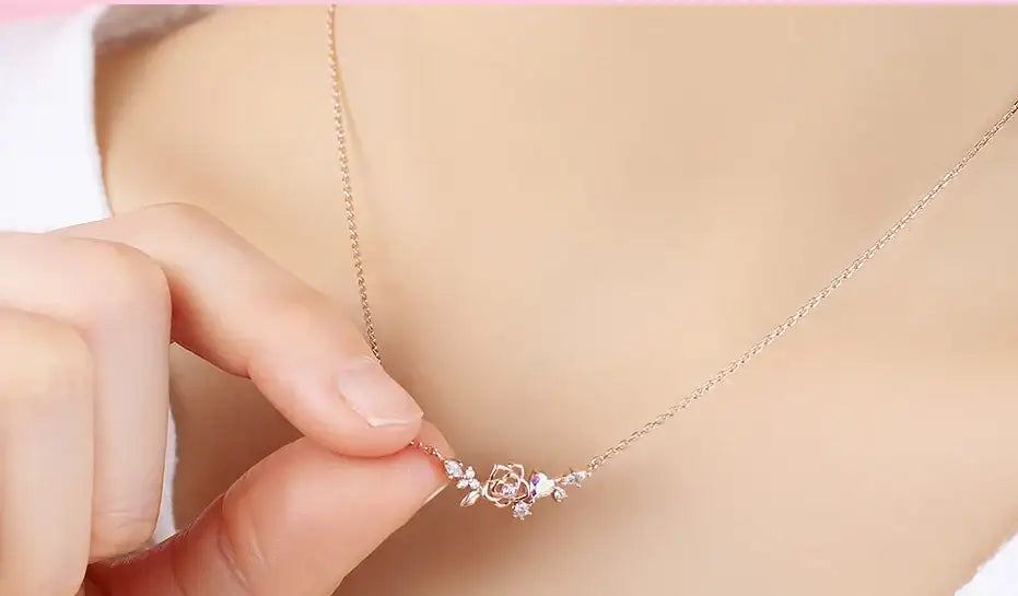 Clue X Esther Bunny - Shy Bunny Aurora Stone Silver Necklace - CLUE - Accessories - Harumio