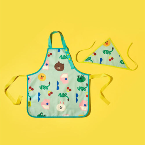 LINE FRIENDS - Play and Draw - Brown & Friends Kids Apron Hood Set