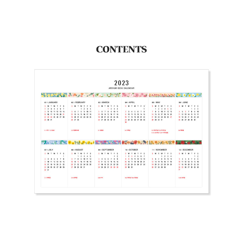 Ardium - 2023 Flowery Desk Calendar