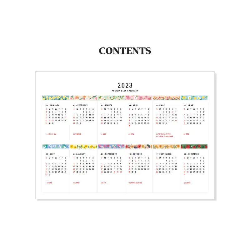 Ardium - 2023 Flowery Desk Calendar - Ardium - Calendar - Harumio