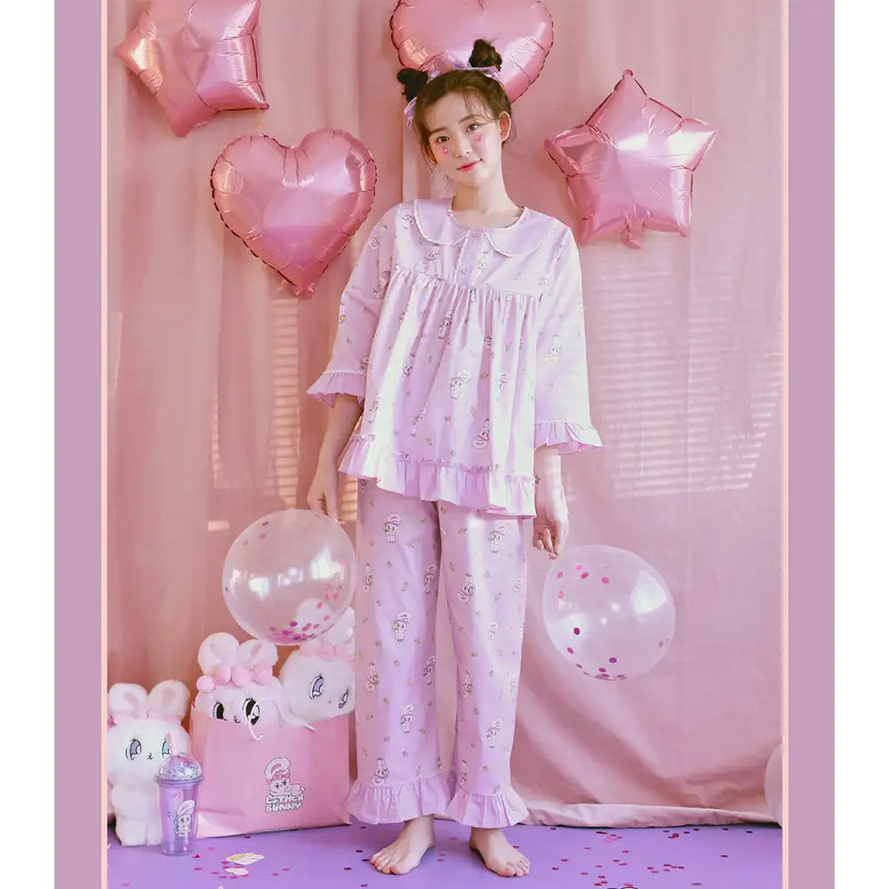 Esther Bunny x Ullala - Sweet Bunny Lavender Pajamas Set - Esther Bunny x Ullala - Clothing - Harumio