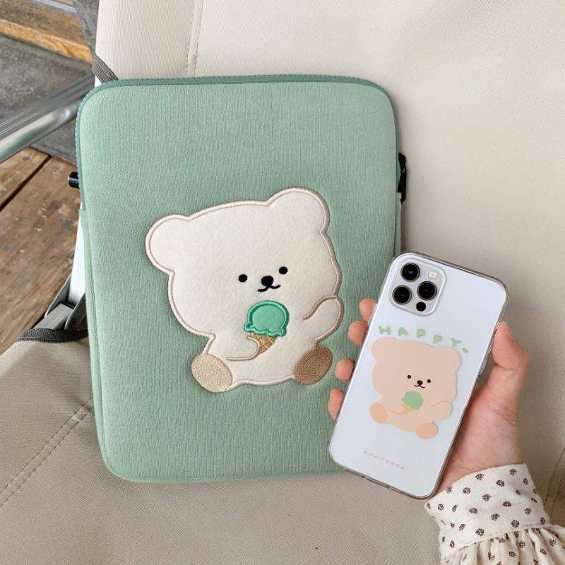 Bamtoree Bear - iPad/Laptop Pouch - Mint - Bamtoree Bear - Pouch - Harumio