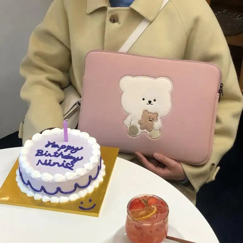 Bamtoree Bear - iPad/Laptop Pouch - Pink - Bamtoree Bear - Pouch - Harumio
