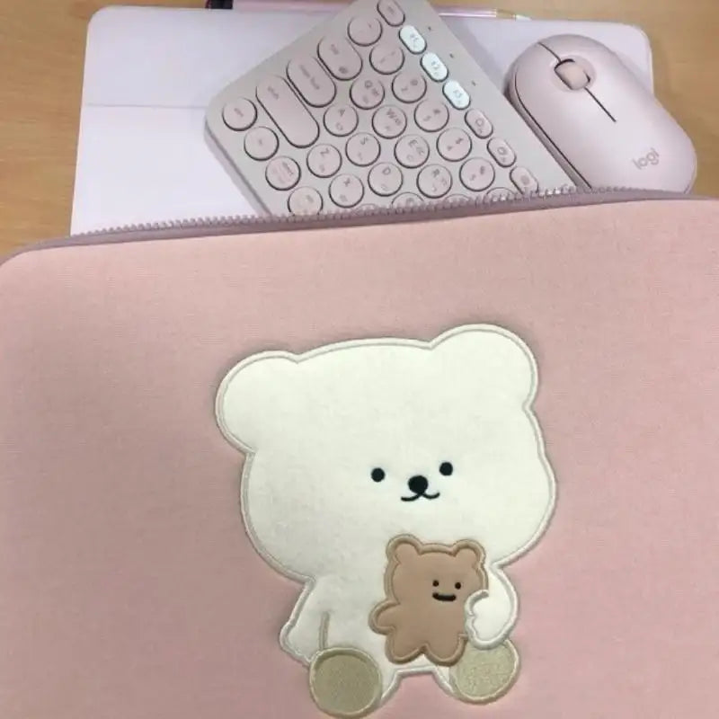 Bamtoree Bear - iPad/Laptop Pouch - Pink - Bamtoree Bear - Pouch - Harumio