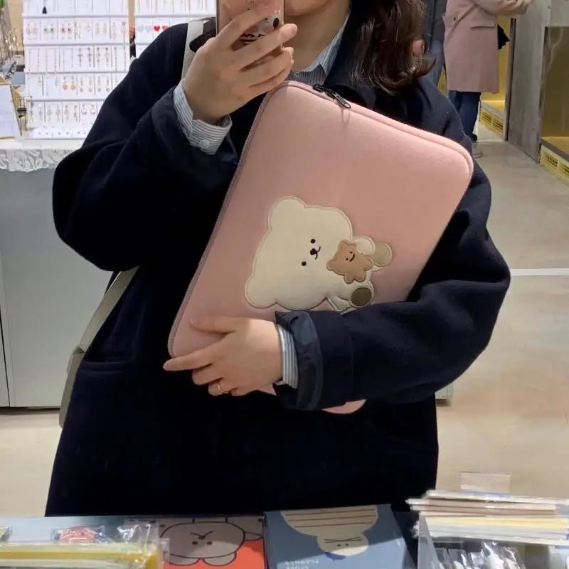 Bamtoree Bear - iPad/Laptop Pouch - Pink - Bamtoree Bear - Pouch - Harumio