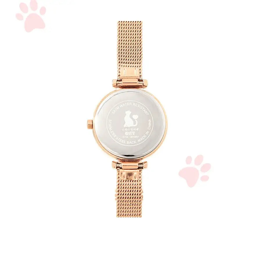 OST - My Little Friends - Cat Ribbon Rose Gold Mesh Metal Watch - My Little Friends - Jewelry - Harumio