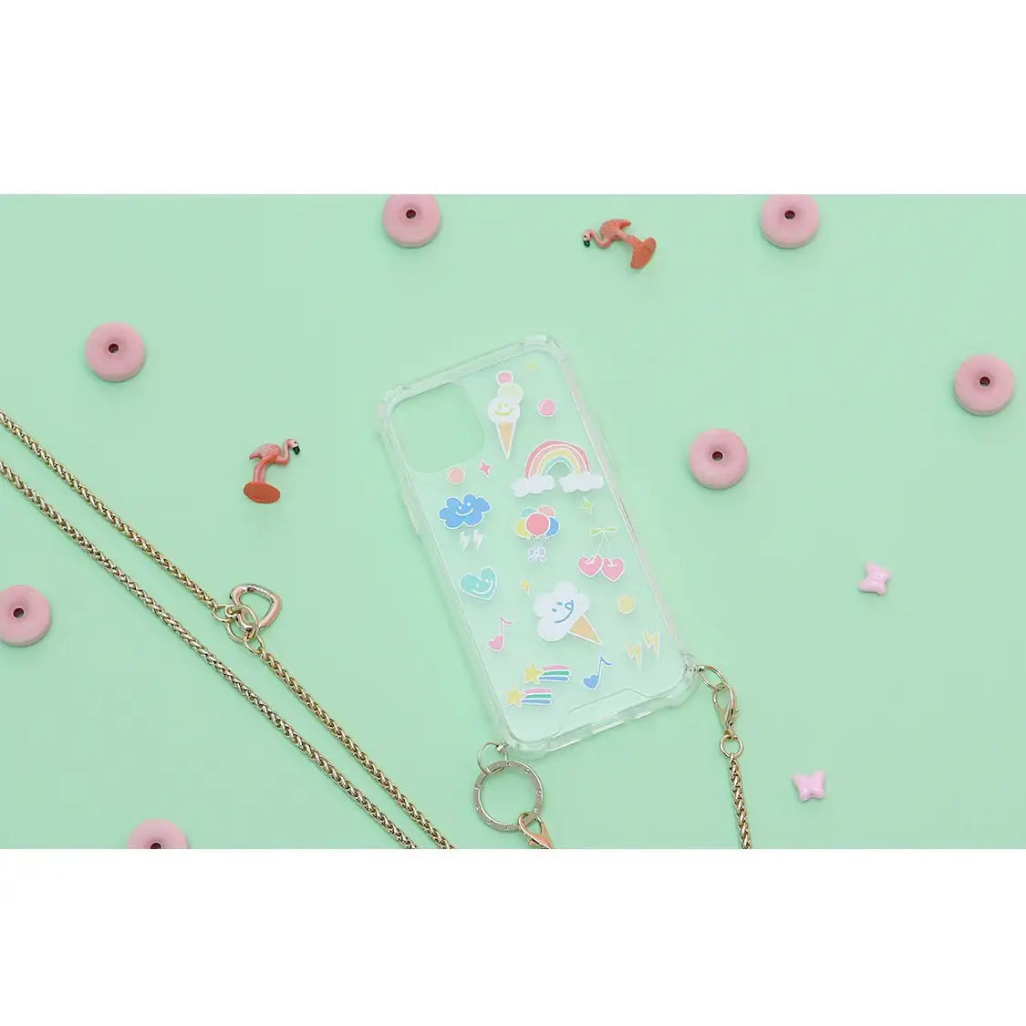 BlackPink - Chain with Clear Phone Case : Ice Cream and Rainbow - BlackPink - Accessories - Harumio