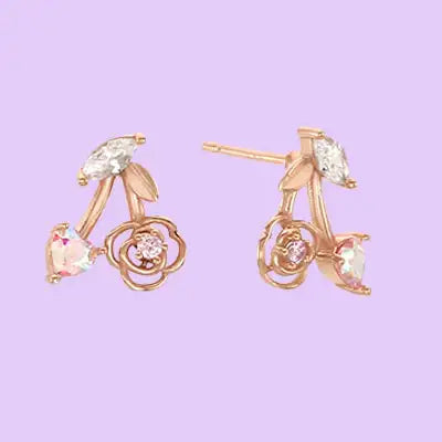 Clue X Esther Bunny - YoungLong Cherry Aurora Heart Silver Earrings - CLUE - Accessories - Harumio