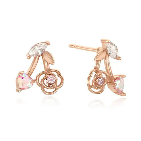 Clue X Esther Bunny - YoungLong Cherry Aurora Heart Silver Earrings - CLUE - Accessories - Harumio