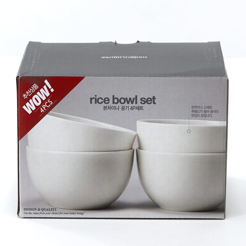 Korean WOW ROUND Bone China Rice Bowl Set