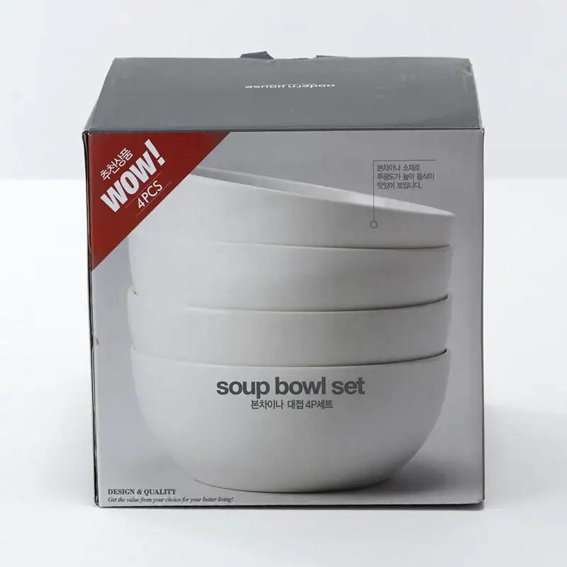 Korean WOW ROUND Bone China Soup Bowl Set 4P - Modern House - Kitchenware - Harumio