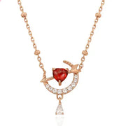 Clue X Esther Bunny - Cherish Esther Bunny Ruby Stone Silver Necklace - CLUE - Accessories - Harumio
