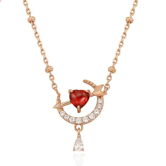 Clue X Esther Bunny - Cherish Esther Bunny Ruby Stone Silver Necklace - CLUE - Accessories - Harumio