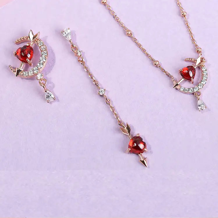 Clue X Esther Bunny - Cherish Esther Bunny Ruby Stone Silver Necklace - CLUE - Accessories - Harumio