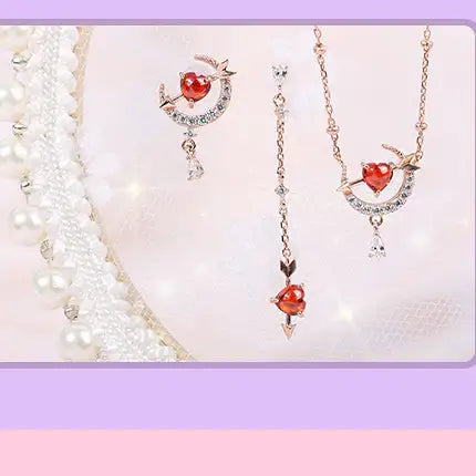 Clue X Esther Bunny - Cherish Esther Bunny Ruby Stone Unlocked Silver Earrings - CLUE - Accessories - Harumio