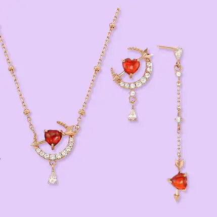 Clue X Esther Bunny - Cherish Esther Bunny Ruby Stone Unlocked Silver Earrings - CLUE - Accessories - Harumio