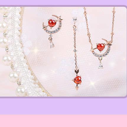 Clue X Esther Bunny - Cherish Esther Bunny Ruby Stone Unlocked Silver Earrings