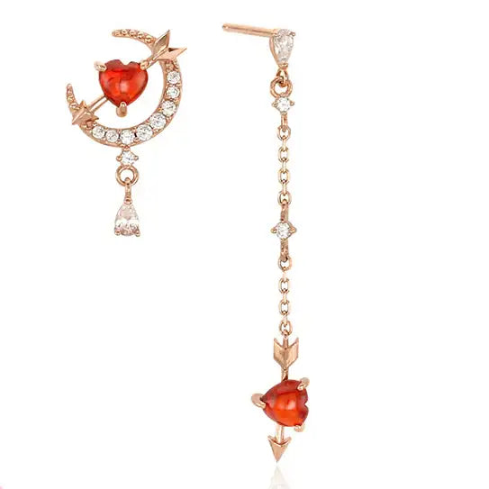 Clue X Esther Bunny - Cherish Esther Bunny Ruby Stone Unlocked Silver Earrings - CLUE - Accessories - Harumio