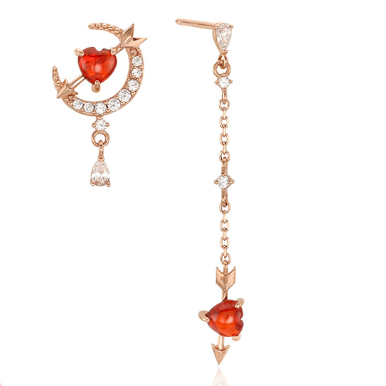 Clue X Esther Bunny - Cherish Esther Bunny Ruby Stone Unlocked Silver Earrings