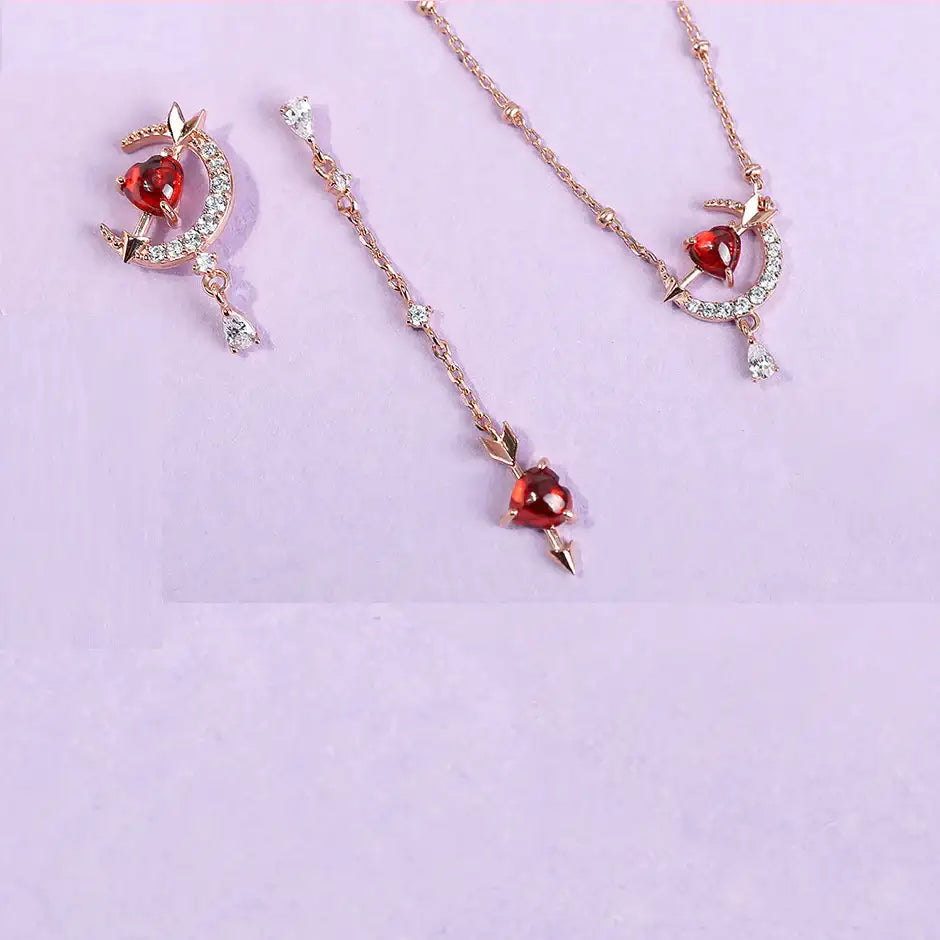Clue X Esther Bunny - Cherish Esther Bunny Ruby Stone Unlocked Silver Earrings - CLUE - Accessories - Harumio