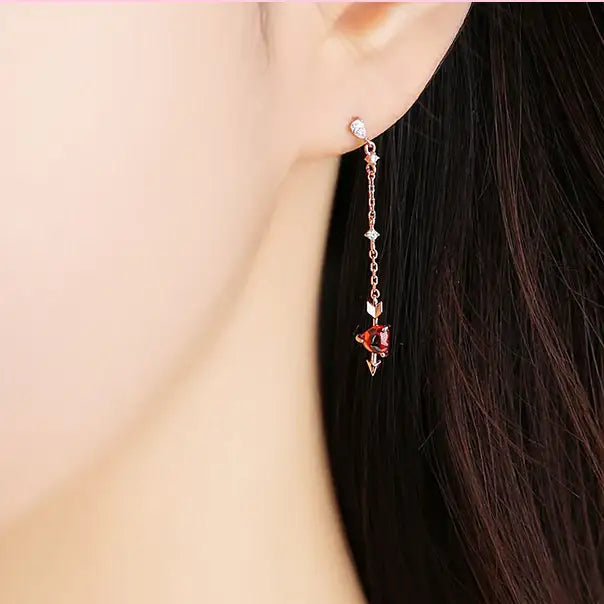 Clue X Esther Bunny - Cherish Esther Bunny Ruby Stone Unlocked Silver Earrings - CLUE - Accessories - Harumio