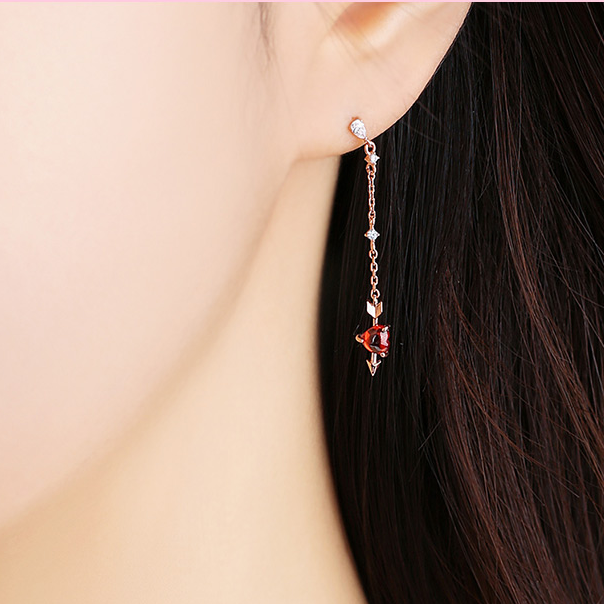 Clue X Esther Bunny - Cherish Esther Bunny Ruby Stone Unlocked Silver Earrings