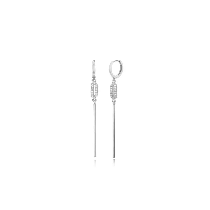 CLUE - White Stick Drop Silver Earrings